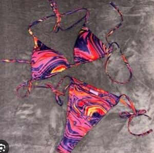Vibrant Multicolor Swirl Bikini Top
